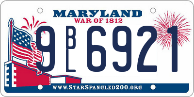 MD license plate 9BL6921