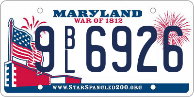 MD license plate 9BL6926