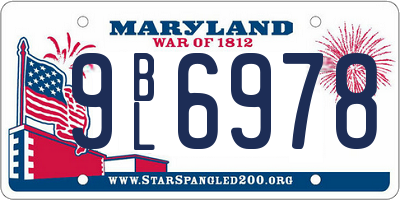 MD license plate 9BL6978