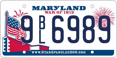 MD license plate 9BL6989