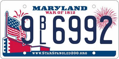 MD license plate 9BL6992
