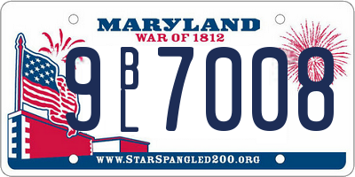 MD license plate 9BL7008