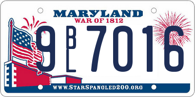 MD license plate 9BL7016