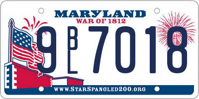 MD license plate 9BL7018