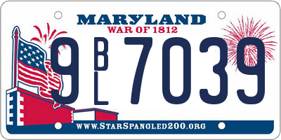 MD license plate 9BL7039
