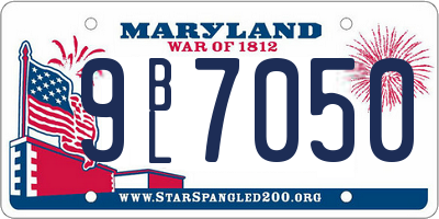 MD license plate 9BL7050