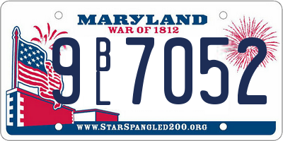 MD license plate 9BL7052