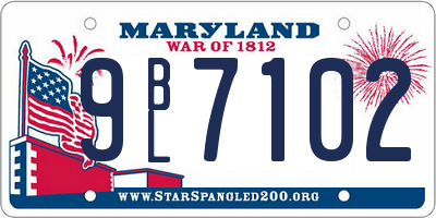 MD license plate 9BL7102