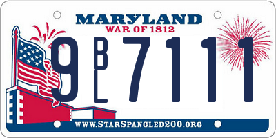 MD license plate 9BL7111