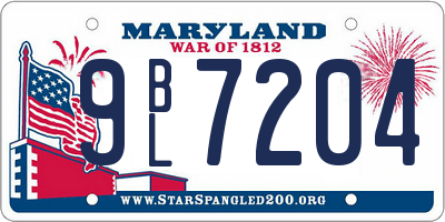 MD license plate 9BL7204