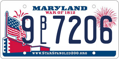 MD license plate 9BL7206