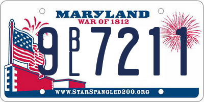 MD license plate 9BL7211
