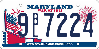 MD license plate 9BL7224