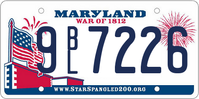 MD license plate 9BL7226