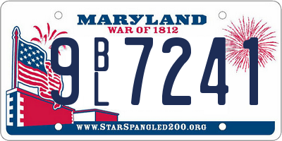MD license plate 9BL7241