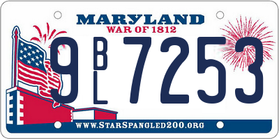 MD license plate 9BL7253