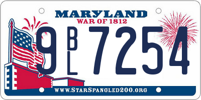 MD license plate 9BL7254