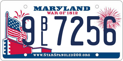 MD license plate 9BL7256
