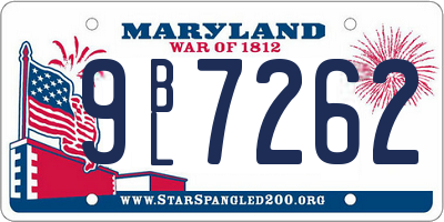 MD license plate 9BL7262