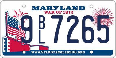 MD license plate 9BL7265