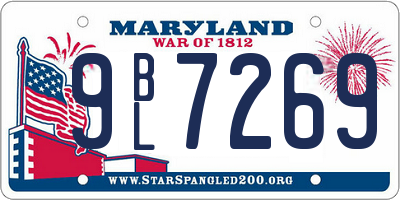 MD license plate 9BL7269