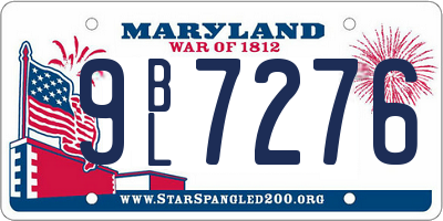 MD license plate 9BL7276