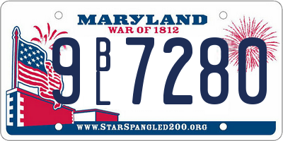 MD license plate 9BL7280