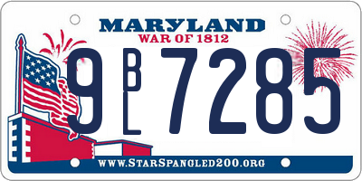 MD license plate 9BL7285
