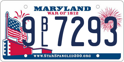 MD license plate 9BL7293