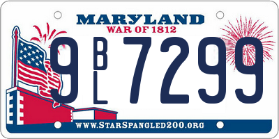 MD license plate 9BL7299
