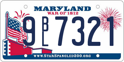 MD license plate 9BL7321