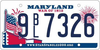 MD license plate 9BL7326