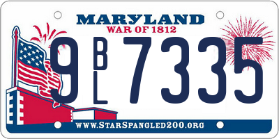 MD license plate 9BL7335