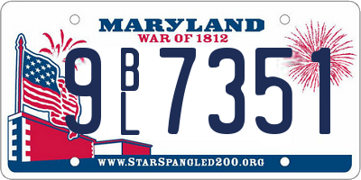 MD license plate 9BL7351