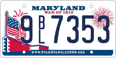 MD license plate 9BL7353