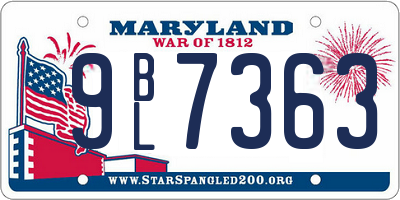 MD license plate 9BL7363