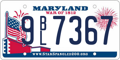 MD license plate 9BL7367