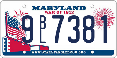 MD license plate 9BL7381