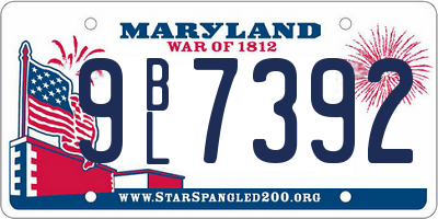 MD license plate 9BL7392