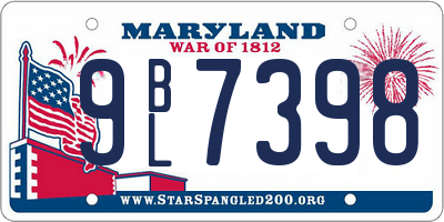 MD license plate 9BL7398