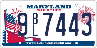 MD license plate 9BL7443