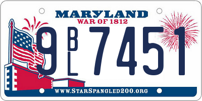 MD license plate 9BL7451