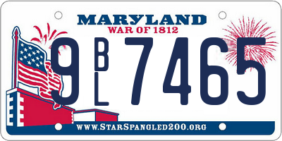 MD license plate 9BL7465