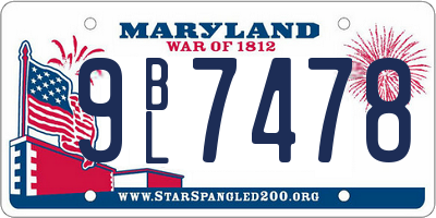 MD license plate 9BL7478