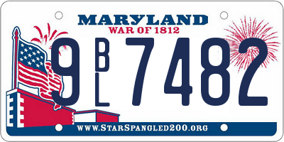 MD license plate 9BL7482