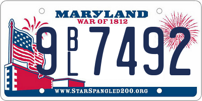 MD license plate 9BL7492