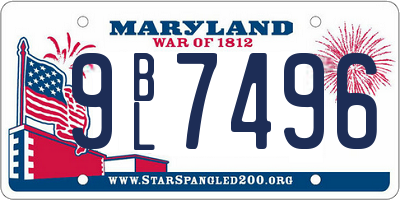 MD license plate 9BL7496