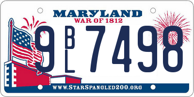 MD license plate 9BL7498