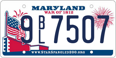 MD license plate 9BL7507
