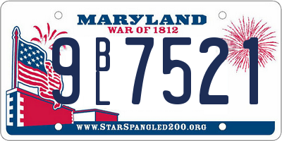 MD license plate 9BL7521